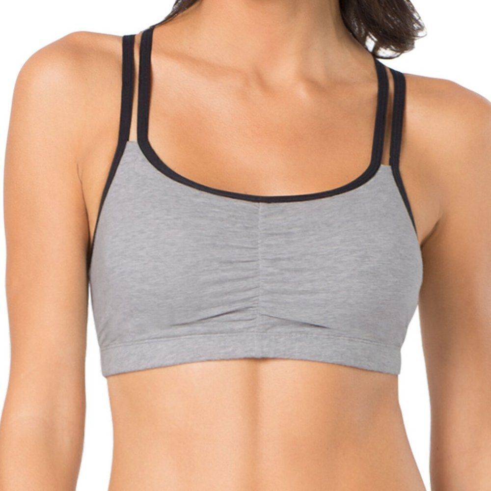 Fruit Of The Loom Womens Gray Scoop Neck Racerback Strappy Sport Bra Size 32